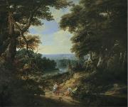 Landscape with a castle and figures unknow artist
